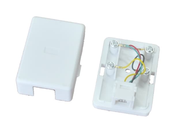 Alantec *A-LAN Surface mounted p hone jack 1xRJ11 (6P4C), RJ11, Vit, Hona, Rak, Cat3, 1 styck