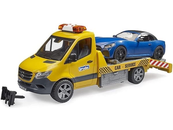 Bruder Mercedes-Benz Sprinter car transporter with Roadster toy