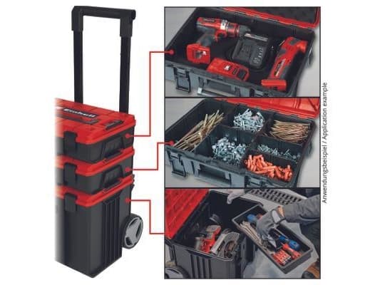 Einhell E-Case Tower, Sort, Rød, Polypropylen (PP), Varmebestandig, Splash resistant, 415 x 273 x 320 mm, 1,01 kg, 450 mm