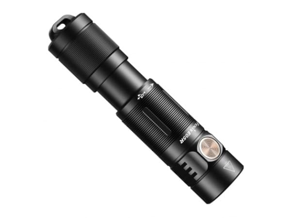 Fenix E05R, Lommelykt, Sort, Duraluminium, Knapper, Rotasjon, 2 m, IP68