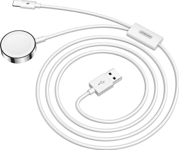 Joyroom Joyroom 2W1 Langaton Qi latauslaite Apple Watch / Usb - Lightning kaapeli 1.5 M Valkoinen (S-Iw002S)