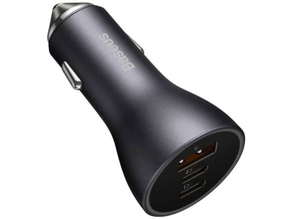 Baseus pikalataussovitin autoon 2*USB-C + USB-A 65W tummanharmaa (CGJP010013) Harmaa
