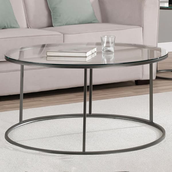 Soffbord Kolari 45 x Ø80 cm härdat glas [en.casa]