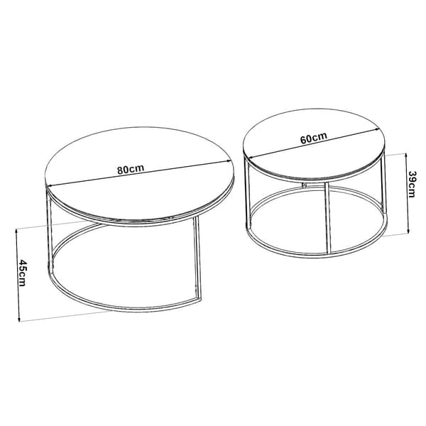 Soffbord Kokkola set om 2 härdat glas rund [en.casa]