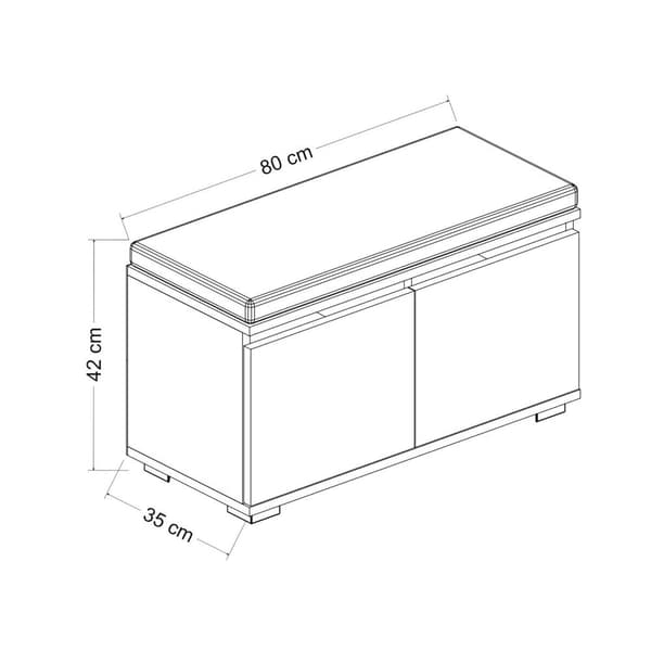 Skoskåp Brande med vadderad sits 42x80x35 cm ekfärg [en.casa]