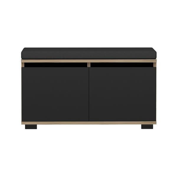 Skoskåp Brande med vadderad sits 42x80x35 cm ekfärg [en.casa]