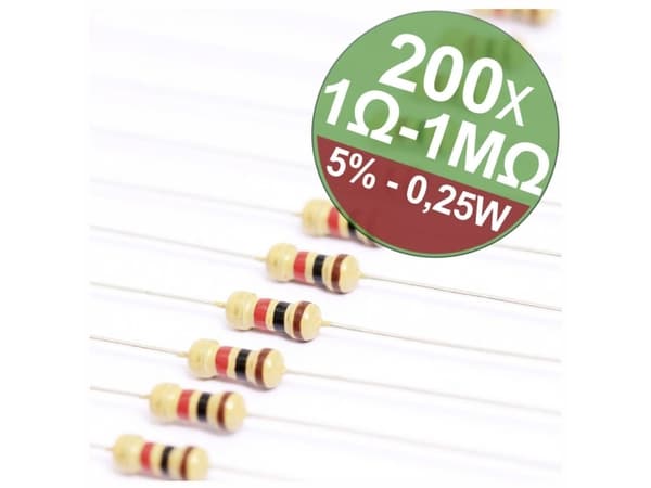 Quadrios 22P058 Kolbeläggningsmotståndssortiment med axial tråd 0,25 W 5 % 1 set