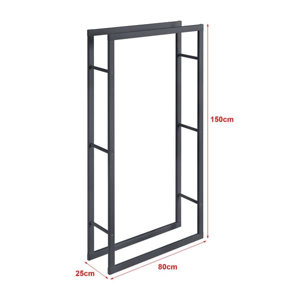 Vedställ Täby vedförvaring 80x25x150 cm stål [en.casa]