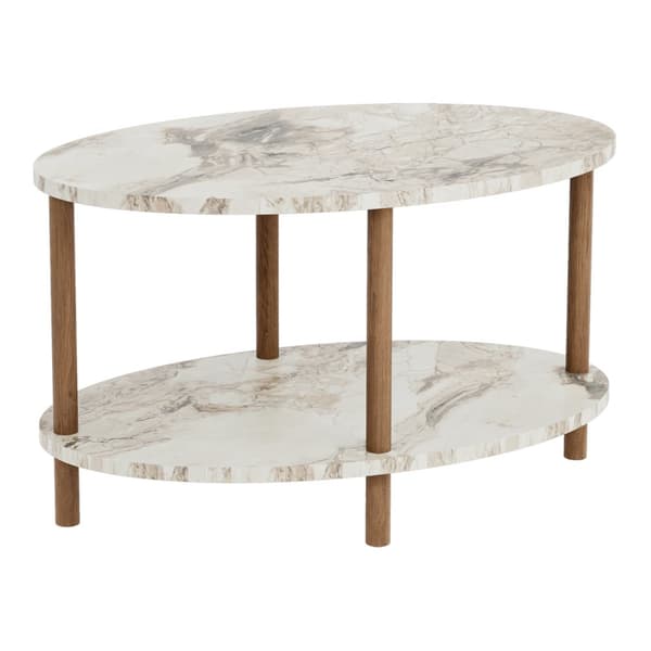 Soffbord Højreby 43x70x44 cm bok marmormönster creme [en.casa]