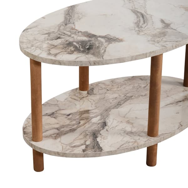 Soffbord Højreby 43x70x44 cm bok marmormönster creme [en.casa]
