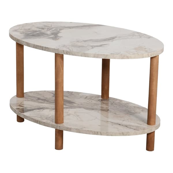 Soffbord Højreby 43x70x44 cm bok marmormönster creme [en.casa]
