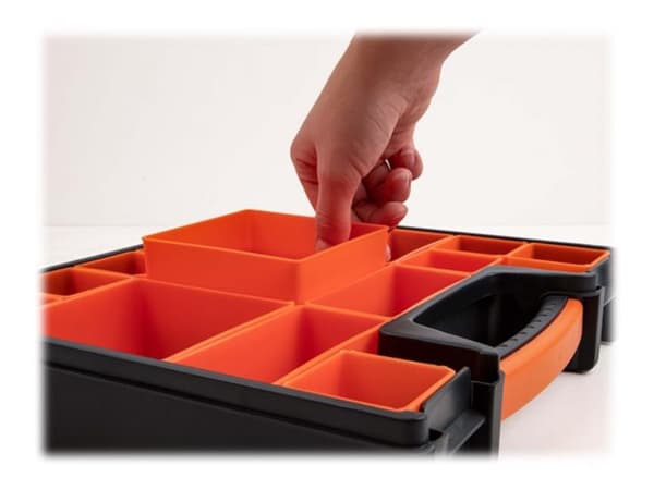 Delock - Verktøykasse - 14 rom - plastikk - svart, oransje