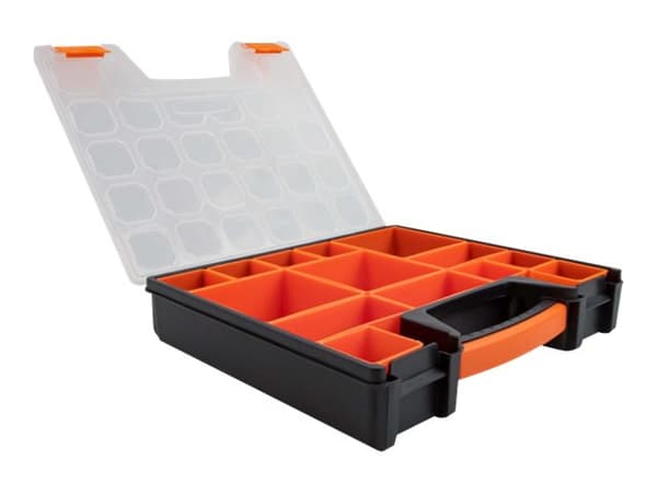 Delock - Verktøykasse - 14 rom - plastikk - svart, oransje