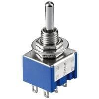 Wentronic Goobay miniature vippekontakt, blå - ON-OFF-ON, med loddepropper (10023)