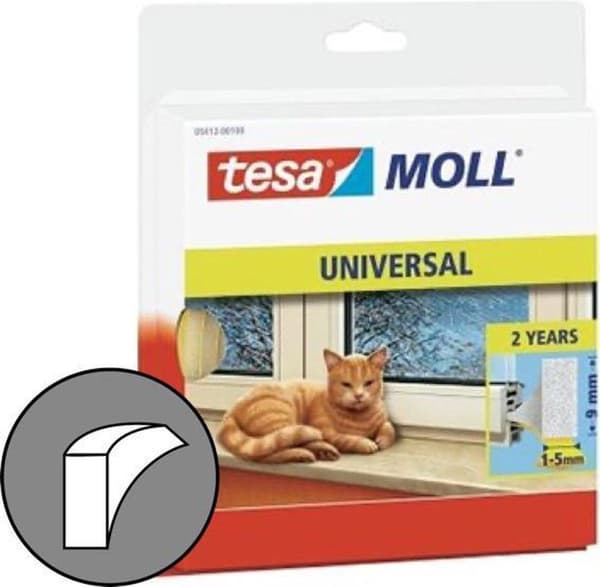Tesa Moll 05559 trækliste i profil 9mmx6m hvid