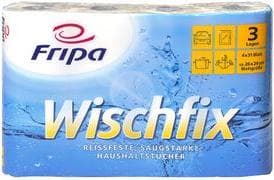 Fripa Tissue køkkenrulle Wischfix, 3-lags, lys hvid, fremstillet af 100% cellulose, rivefast, absorberende, pladestørrelse: - 1 stk (3014006)