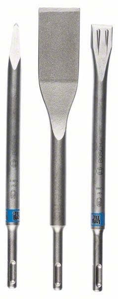 Bosch - Mejselsæt - til beton, fliser, armeret beton, mursten - flad, spids, spade - 3 stk - SDS-plus - længde: 260 mm, 250 mm (2607019159)
