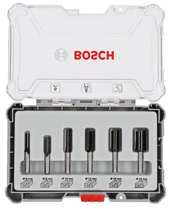 Bosch - jyrsinpää - puulle, havupuulle, lehtipuulle, profiilit - 6 kappaletta - 6mm, 8mm, 10mm, 12mm, 20mm, 16mm - pituus: 50mm, 60mm, 54mm