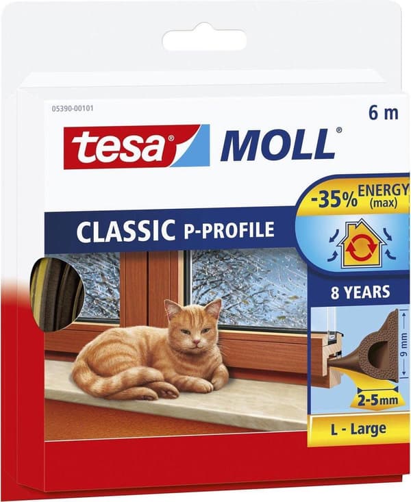 Vejrliste P gummi 6m 0,9cm brun
