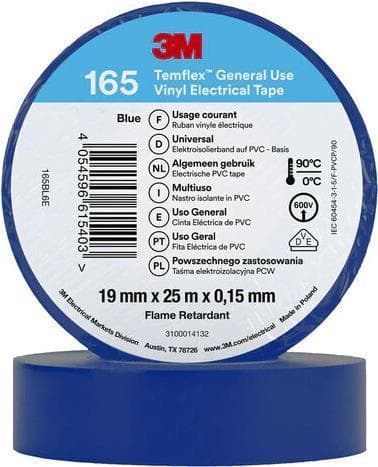 3M Saksa PVC sähköeristenauha 165BL6E Temflex165 sininen 19X25 (7100184811)