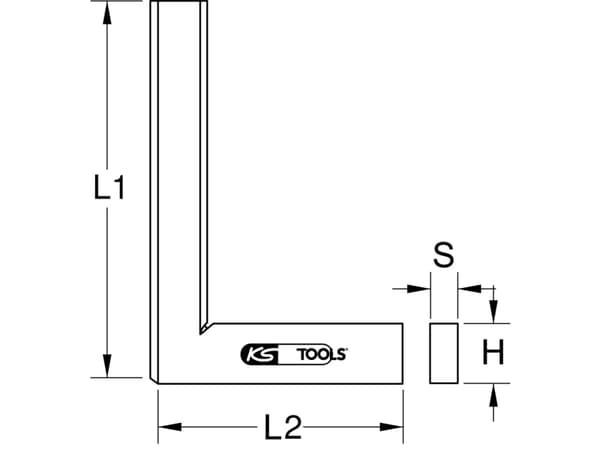 KS Tools 300.0293, Puusepän suorakulma, Ruostumaton teräs, Ruostumaton teräs, DIN 875/0, 10 cm, 5 mm