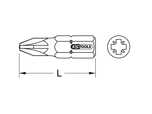 KS Tools 911.5123, 1 styck, Pozidriv, Nickel, DIN 3126, ISO 1173 - C 8, 30 mm, 10 g