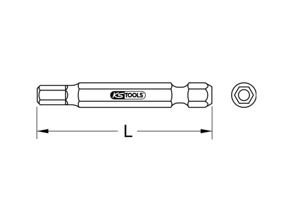 KS Tools 911.7513, Hex (metrisk), Nickel, DIN 3126, ISO 1173 - E 6,3, 75 mm, 20 g, 25,4 / 4 mm (1 / 4")