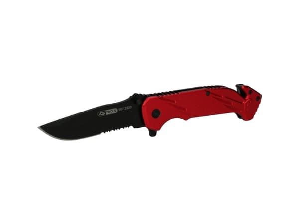 KS Tools 907.2220, Klappkniv med lås, Camper/scout, Drop punkt, Sort, Rød, 21 cm, 8,5 cm