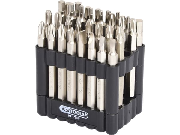 KS Tools 911.7550, 32 stykker, Nickel, DIN 3126, ISO 1173 - E 6,3, 75 mm, 670 g, 25,4 / 4 mm (1 / 4")