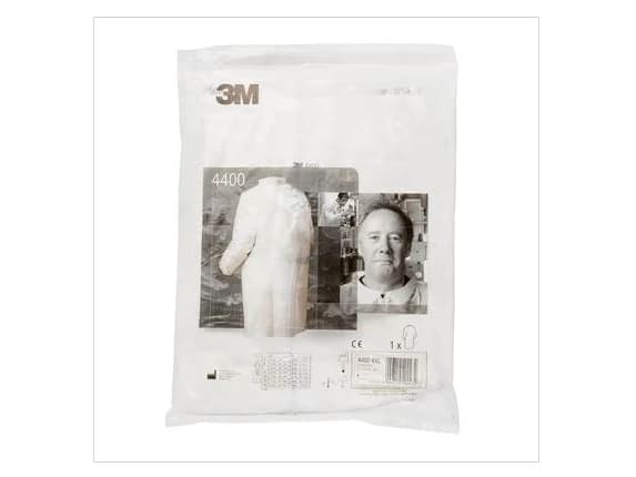 3M 4400-W, Hvit, XL, Voksen, Unisex, Uten bentildekning, Glidelås