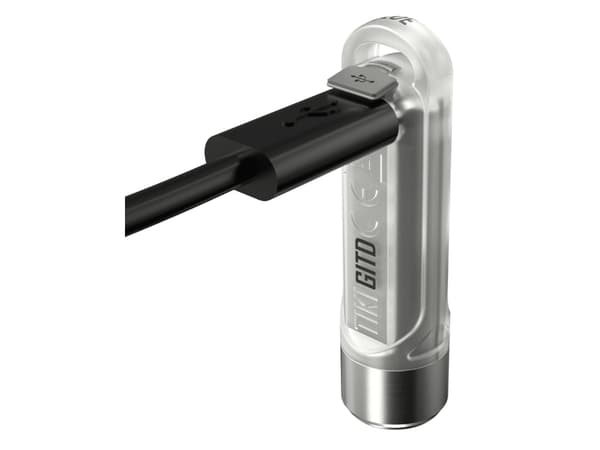 Nitecore TIKI GITD BLUE, Avaimenperä taskulampulla, Harmaa, Polykarbonaatti (PC), Ruostumaton teräs, Painikkeet, 1 m, IP66