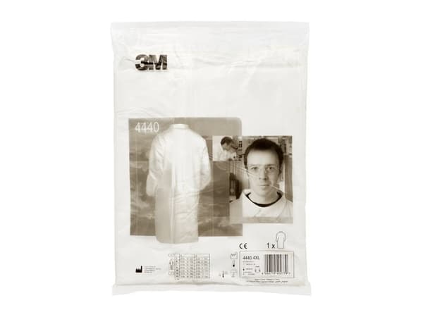 3M 4440, Vit, XL, Vuxen, Unisex, Benlös, Dragkedja