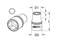 Miniatyrbilde 1 av 4: KS Tools 911.1036, Stikkontakt, 1", Metrisk, 1 hoder, 36 mm, Kromvanadiumstål