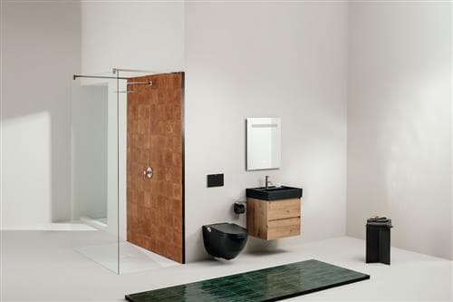 Laufen dobb.trykplade, matsort - betjeningsplade, dobbelt skyl, matsort