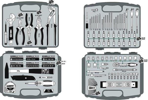 Mannesmann værktøjskasse fyldt - 163 stykker - Ergonomisk designet - Sort, Grøn