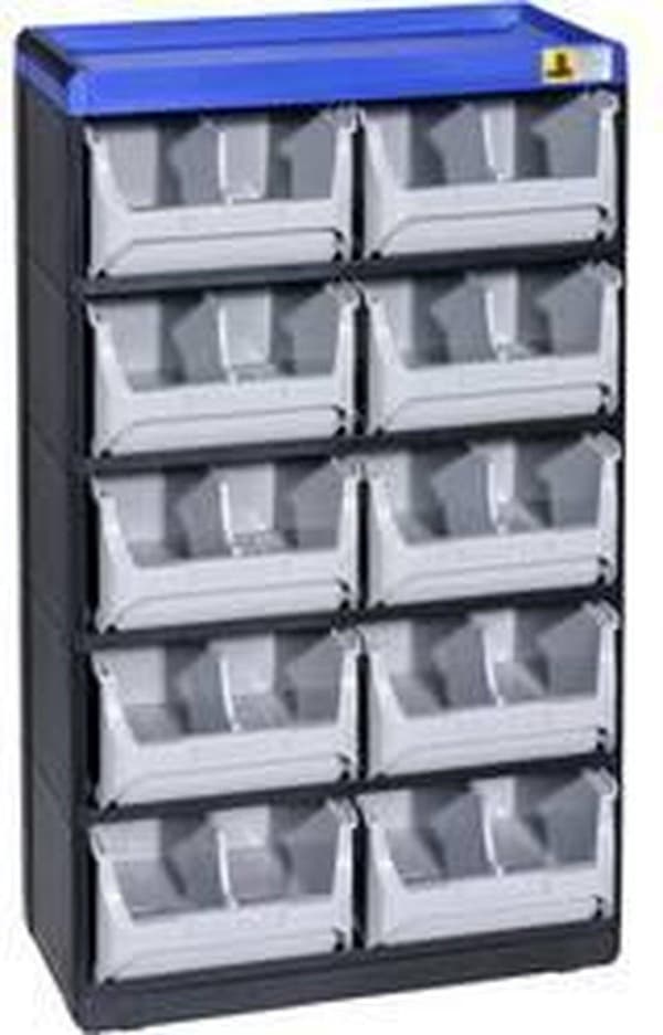 Allit 464630 Smådele opbevaringsskab VarioPlus Pro 53/20 (BxHxD) 300 x 525 x 165 mm Sort, Grå, Blå 1 stk.