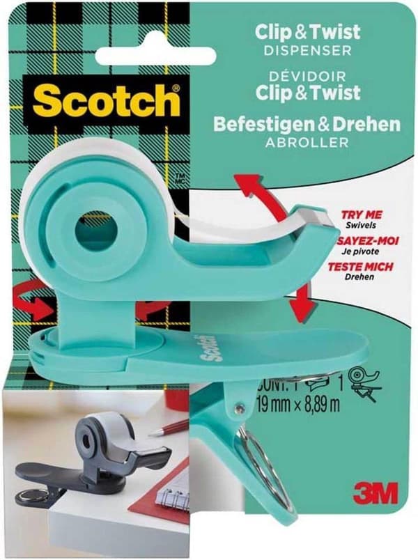 3M Scotch Clip & Twist Dispenser Uovervindelig tape 19 mm x 8,89 m