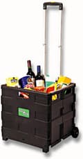 Miniatyrbild 8 av 11: relaxdays shoppingvagn - låda på hjul - 57 liter - hopfällbar - vagn - svart