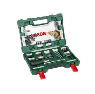 Bosch V-Line bore- og skruebitssæt titanium - Med skralde og magnet - 91 dele - Til træ, metal og sten