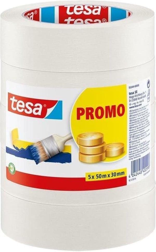 Rabattsats om 5x maskeringstejp/målartejp 30 mm x 50 m - Målartejp/tejp - Maskeringstejp - Tesa Maskeringstejp