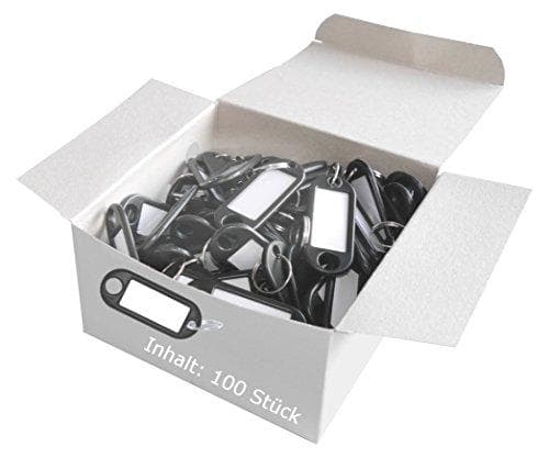 Wedo 262801801 nøglebrik plast (med ring, udskiftelige etiketter) 100 styk, sort