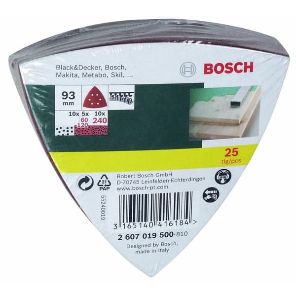 Bosch 25-delt slibepladesæt til deltapudsere - korn 60; 120; 240