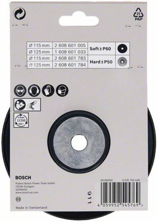 Bosch tilbehør 2608601784 Bagplade M14 hård Diameter 125 mm