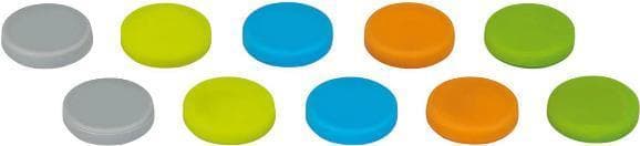 Maul neodym silikonmagnet, rund, 800 g hållkraft, 18 x 4 mm, olika färger, 10-pack, 6166699, grön, ljusgrön, orange, ljusblå, grå