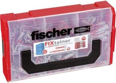 fischer FIXtainer DUOPOWER djup bettlåda, plugglåda med 210 pluggar (80 stycken 6 x 30, 40 stycken 6 x 50, 60 stycken 8 x 40, 30 stycken 8 x 65), plug