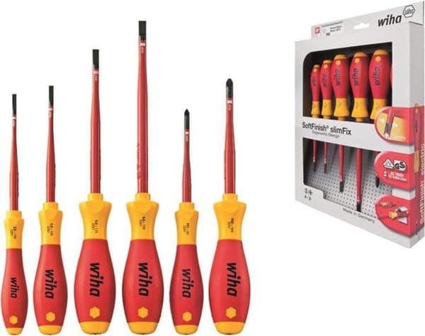 Wiha 3201 ZK6 6-osainen SoftFinish slimFix VDE ruuvimeisselisarja - Slot/Pozidrive