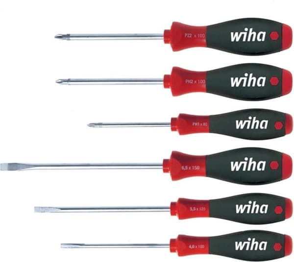Wiha 302 HK6 01 SoftFinish slidset/ Phillips/ Pozidriv skruetrækkersæt - 6 stk.