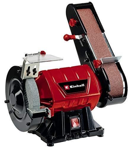 Einhell TC-US 350 Stående båndsliber 350 watt slibebånd / slibeskive Funktion Beskyttelsesdæksel Gnistbeskyttelsesglas med grov slibeskive og slibebån