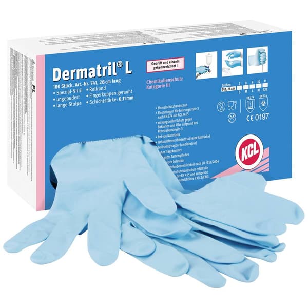 KCL Dermatril L 741 074109081C 100 st Engångshandske Storlek (handskar): 9 EN 455