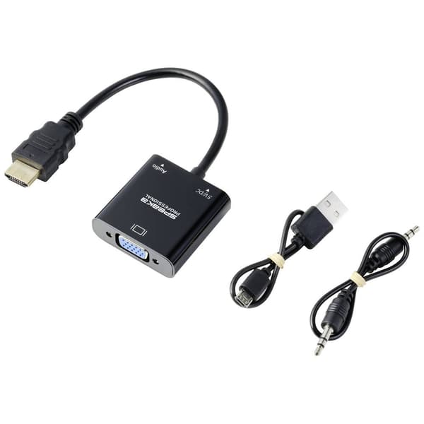 SpeaKa Professional SP-10352148 HDMI / VGA Adapter [1x HDMI® - 1x VGA] Svart 0.15 m